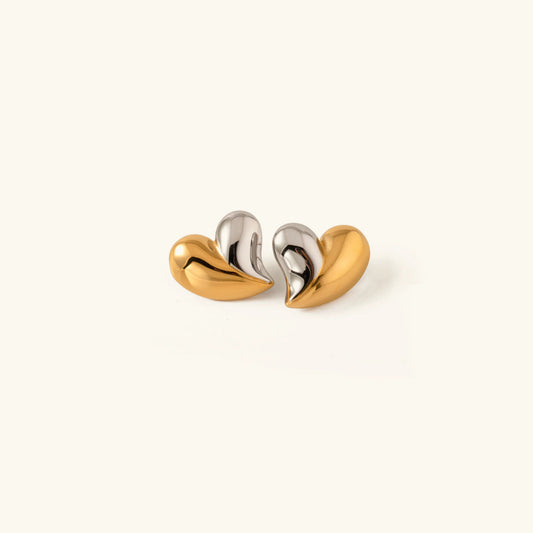 [Topon]Dorothea Two Tone Heart Earrings