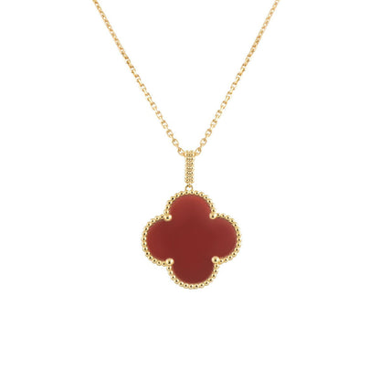 [Topon Jewelry]CLOVER 25MM NECKLACE GOLD CARNELIAN