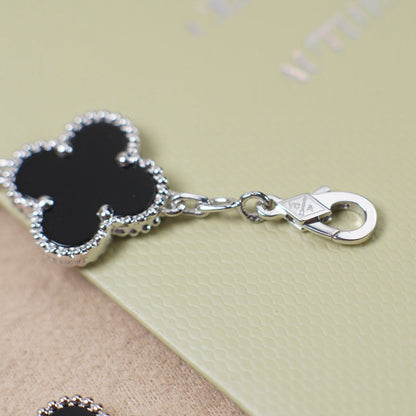 [Topon Jewelry]CLOVER 5 MOTIF ONYXS  BRACELET SILVER