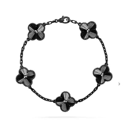 [Topon Jewelry]CLOVER 5 MOTIF BLACK BRACELET