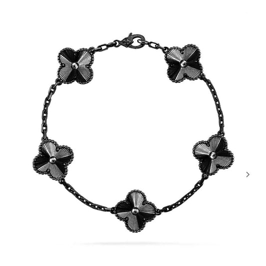 [Topon Jewelry]CLOVER 5 MOTIF BLACK BRACELET