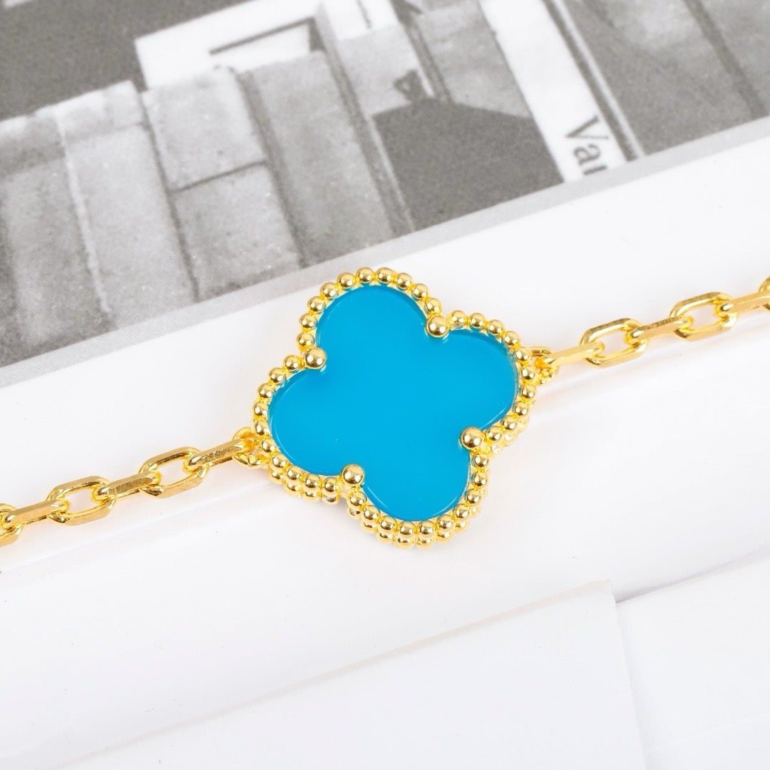 [Topon Jewelry]CLOVER 5 MOTIFS TURQUOISE BRACELET