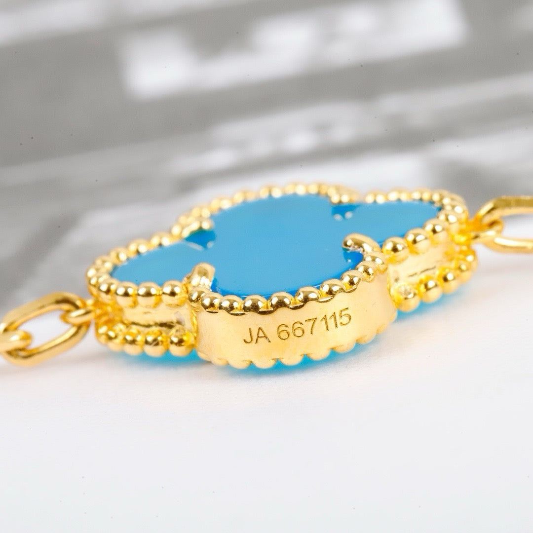 [Topon Jewelry]CLOVER 5 MOTIFS TURQUOISE BRACELET