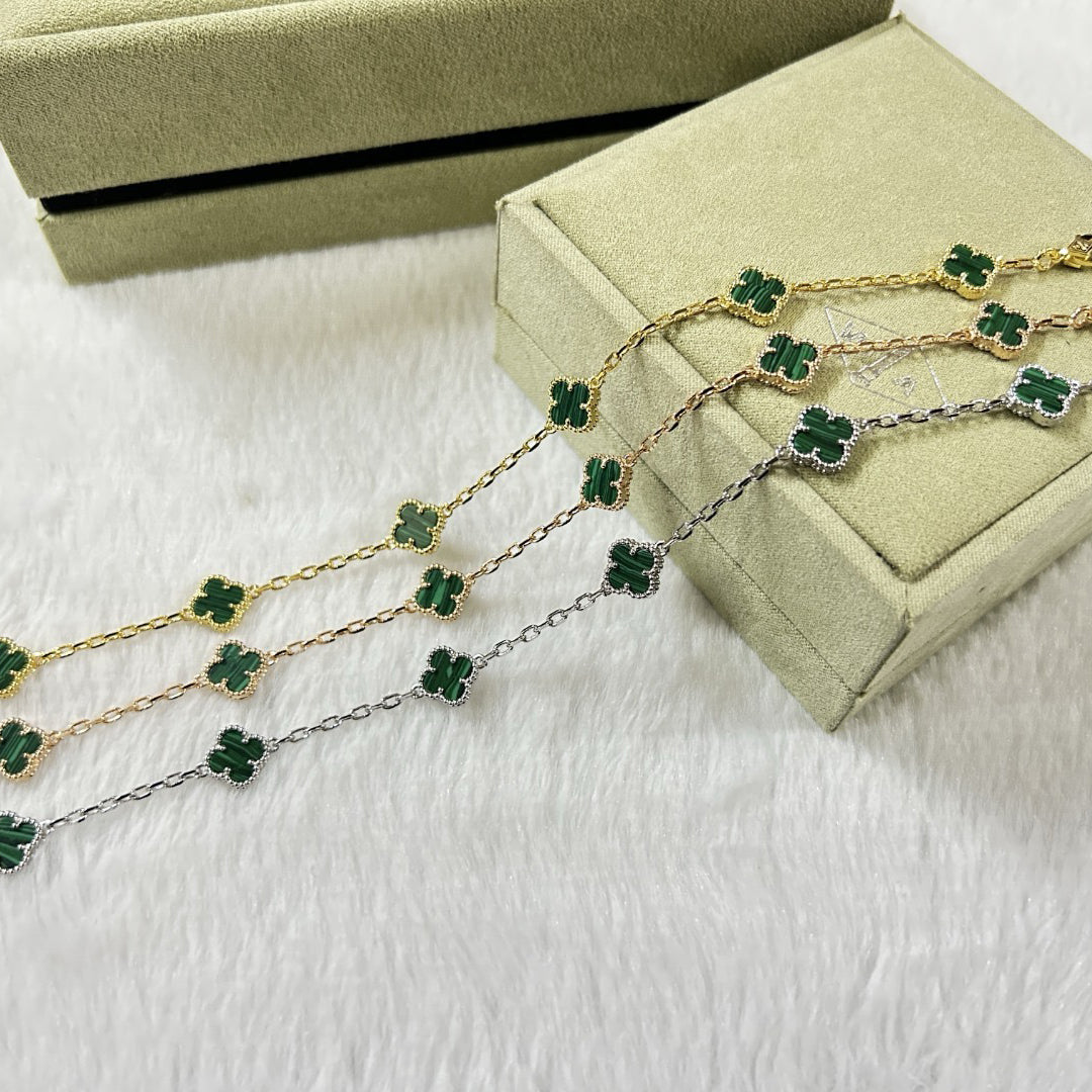 [Topon]CLOVER 6 MOTIF MALACHITE BRACELET