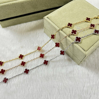 [Topon]CLOVER 6 MOTIF RED AGATE BRACELET