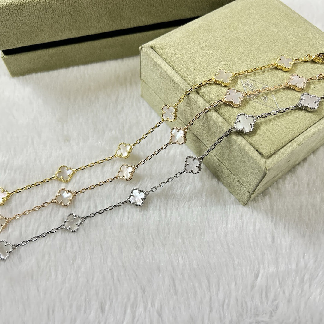 [Topon]CLOVER 6 MOTIF WHITE MOP BRACELET