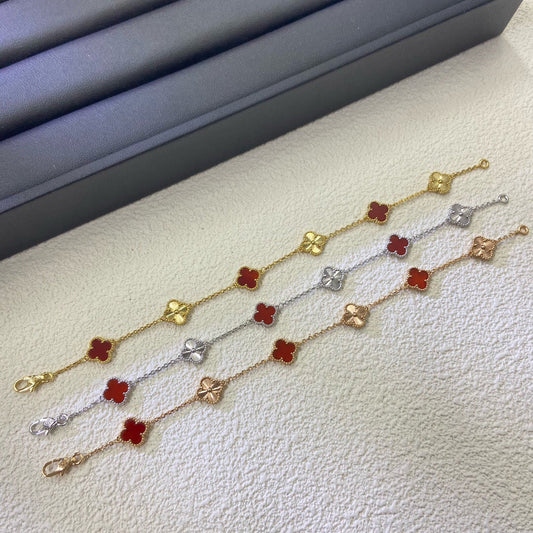 [Topon]CLOVER 6 MOTIF RED AGATE LASER BRACELET