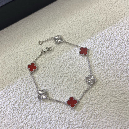 [Topon]CLOVER 6 MOTIF RED AGATE LASER BRACELET