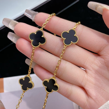 [Topon Jewelry]CLOVER 10 MOTIFS ONYX NECKLACE