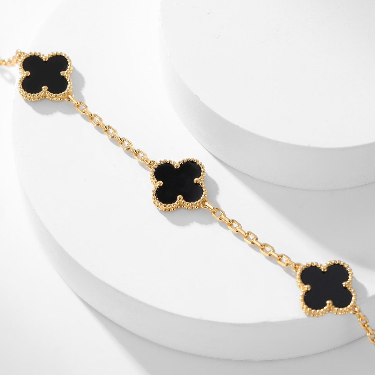 [Topon Jewelry]CLOVER 10 MOTIFS ONYX NECKLACE