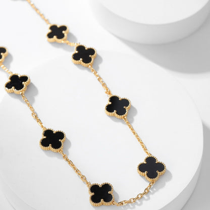 [Topon Jewelry]CLOVER 10 MOTIFS ONYX NECKLACE