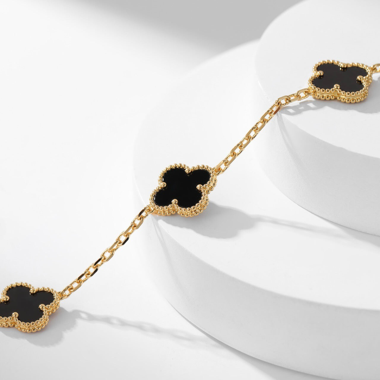 [Topon Jewelry]CLOVER 10 MOTIFS ONYX NECKLACE