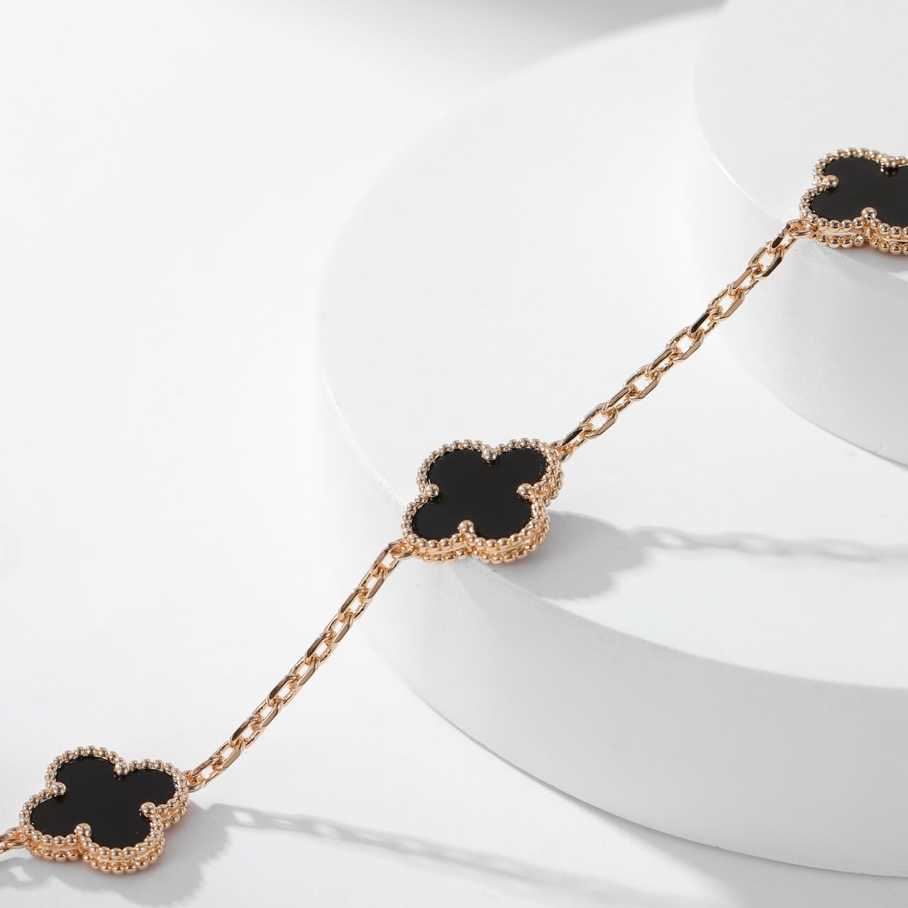 [Topon Jewelry]CLOVER 10 MOTIFS ONYX NECKLACE