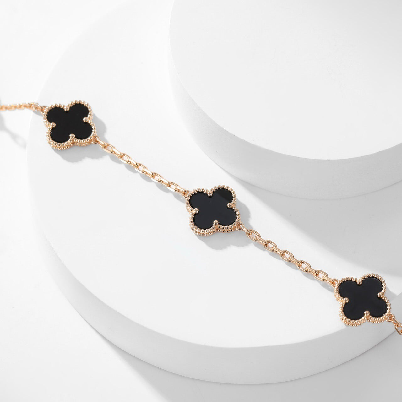 [Topon Jewelry]CLOVER 10 MOTIFS ONYX NECKLACE