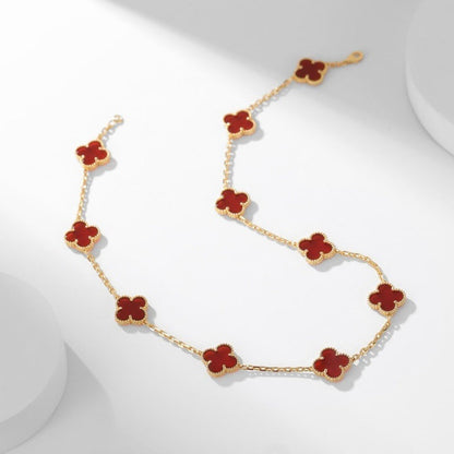 [Topon Jewelry]CLOVER 10 MOTIFS CARNELIAN NECKLACE