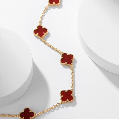 [Topon Jewelry]CLOVER 10 MOTIFS CARNELIAN NECKLACE