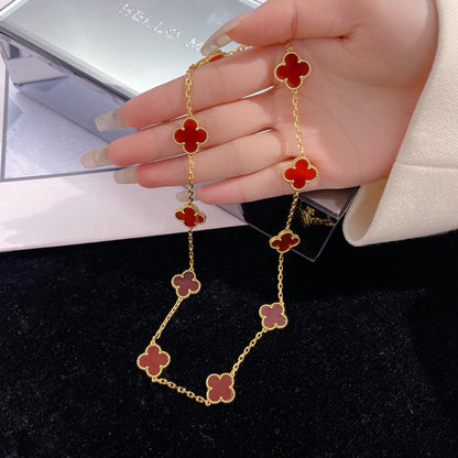 [Topon Jewelry]CLOVER 10 MOTIFS CARNELIAN NECKLACE