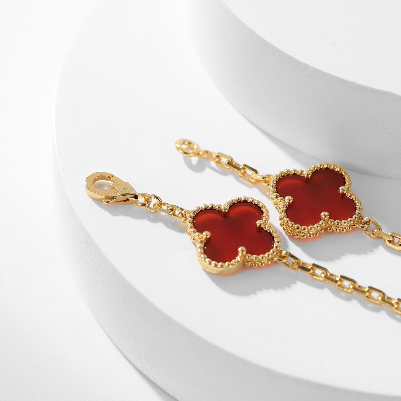 [Topon Jewelry]CLOVER 10 MOTIFS CARNELIAN NECKLACE