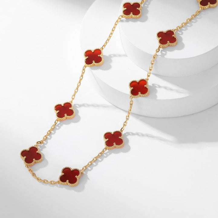 [Topon Jewelry]CLOVER 10 MOTIFS CARNELIAN NECKLACE