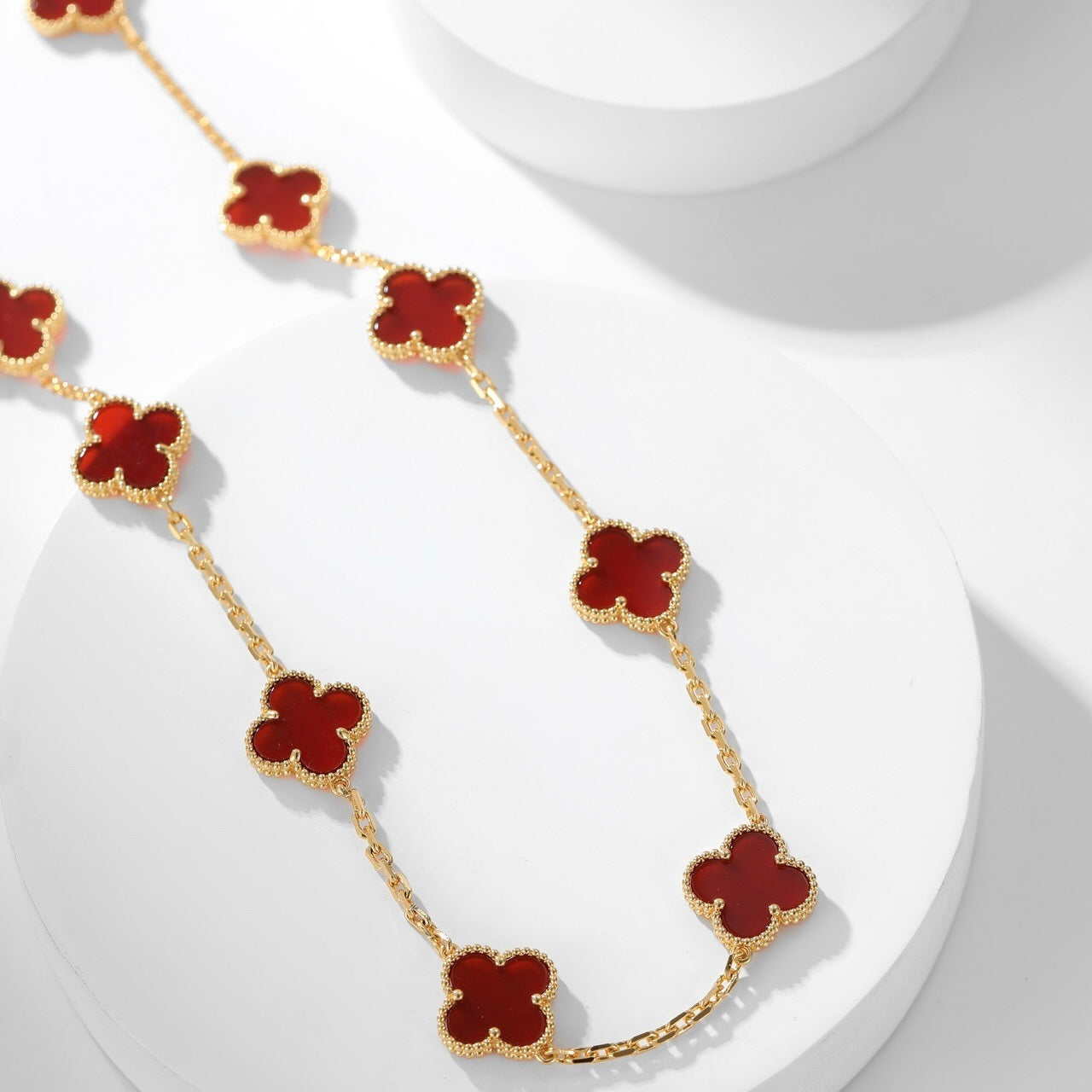 [Topon Jewelry]CLOVER 10 MOTIFS CARNELIAN NECKLACE