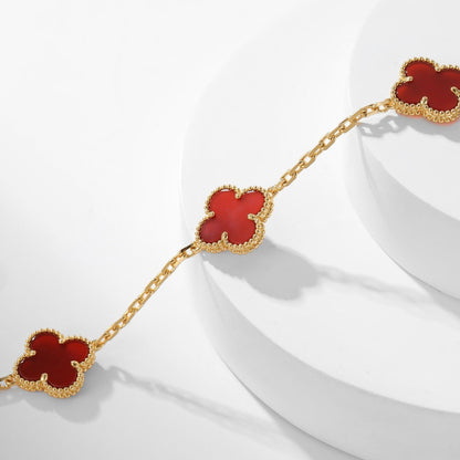 [Topon Jewelry]CLOVER 10 MOTIFS CARNELIAN NECKLACE