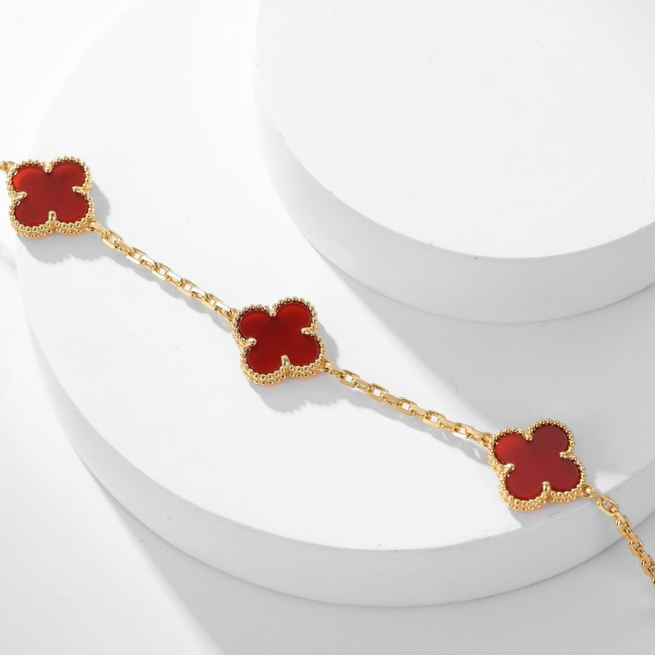 [Topon Jewelry]CLOVER 10 MOTIFS CARNELIAN NECKLACE