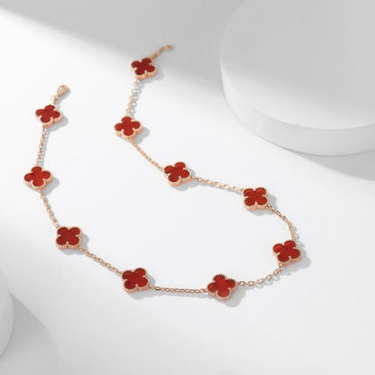 [Topon Jewelry]CLOVER 10 MOTIFS CARNELIAN NECKLACE