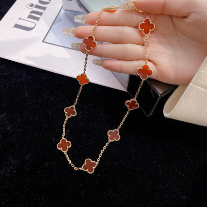 [Topon Jewelry]CLOVER 10 MOTIFS CARNELIAN NECKLACE