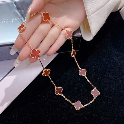 [Topon Jewelry]CLOVER 10 MOTIFS CARNELIAN NECKLACE