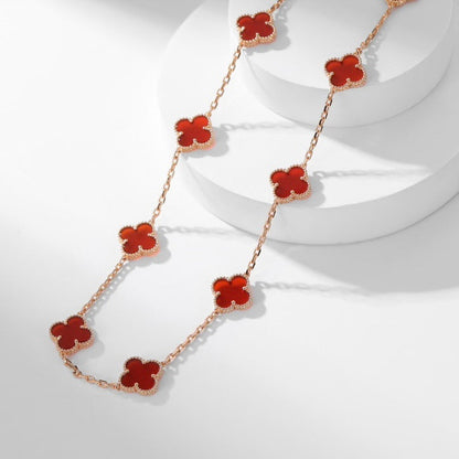 [Topon Jewelry]CLOVER 10 MOTIFS CARNELIAN NECKLACE