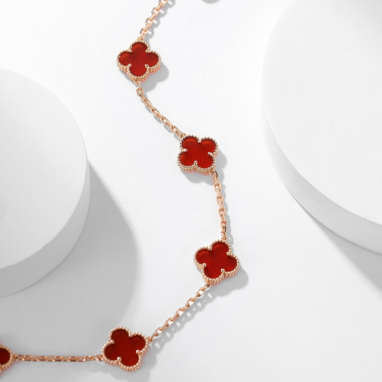 [Topon Jewelry]CLOVER 10 MOTIFS CARNELIAN NECKLACE