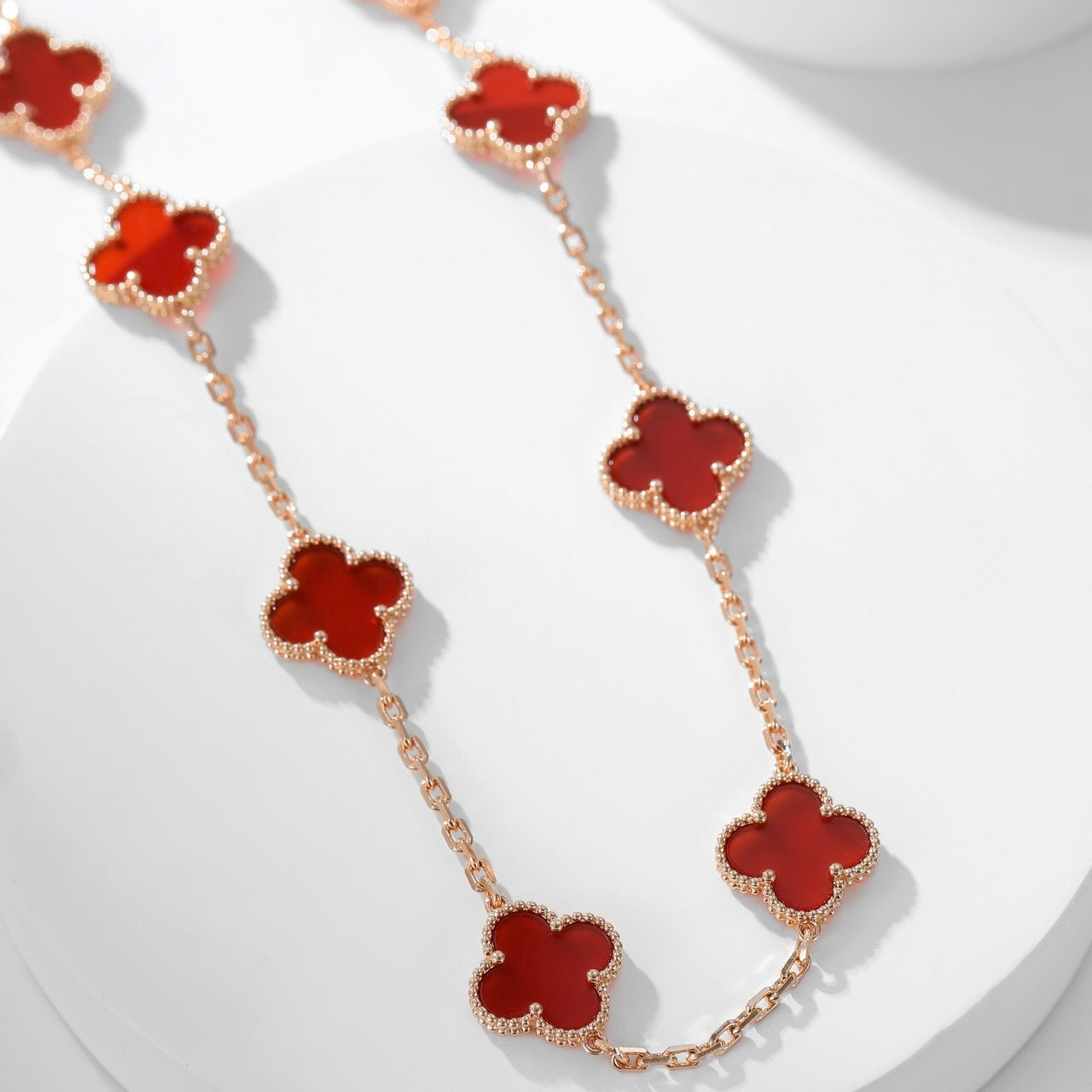 [Topon Jewelry]CLOVER 10 MOTIFS CARNELIAN NECKLACE