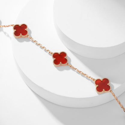 [Topon Jewelry]CLOVER 10 MOTIFS CARNELIAN NECKLACE