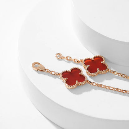 [Topon Jewelry]CLOVER 10 MOTIFS CARNELIAN NECKLACE