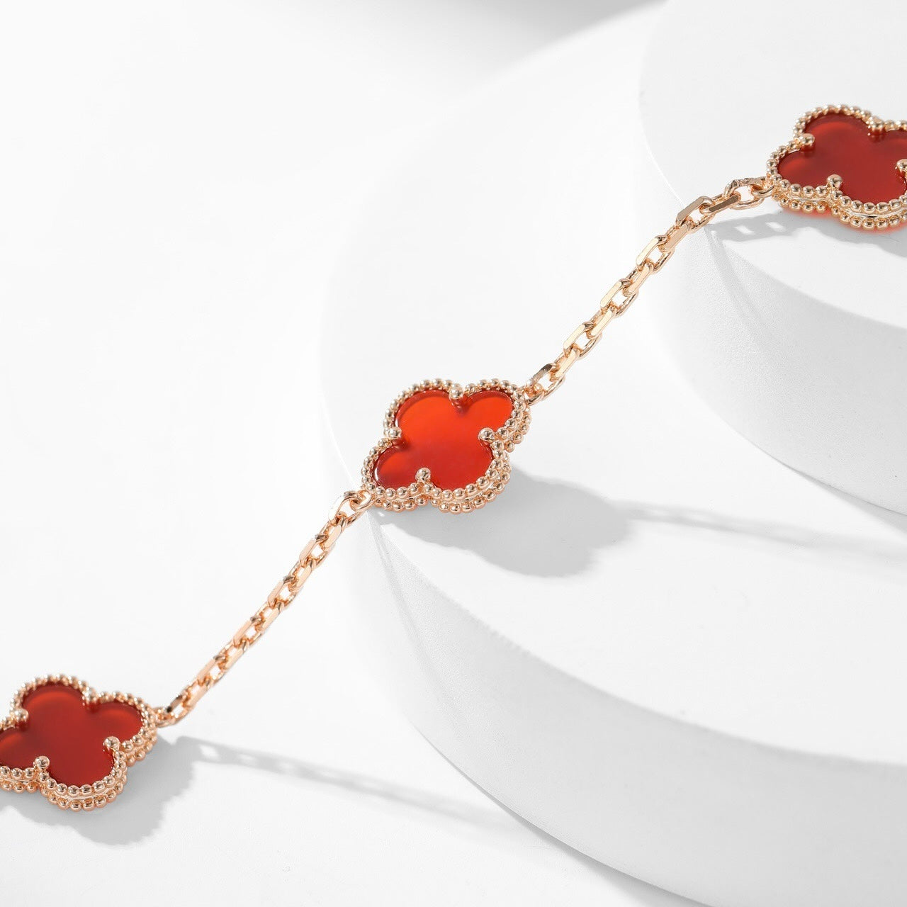 [Topon Jewelry]CLOVER 10 MOTIFS CARNELIAN NECKLACE