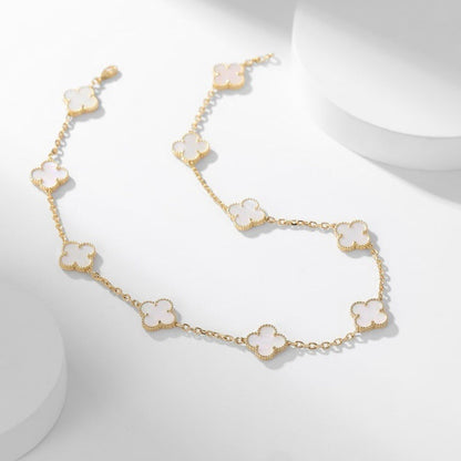 [Topon Jewelry]CLOVER 10 MOTIFS WHITE MOTHER OF PEARL NECKLACE