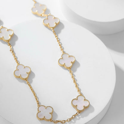 [Topon Jewelry]CLOVER 10 MOTIFS WHITE MOTHER OF PEARL NECKLACE