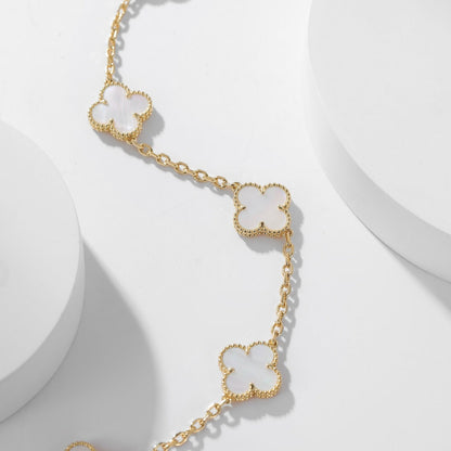 [Topon Jewelry]CLOVER 10 MOTIFS WHITE MOTHER OF PEARL NECKLACE