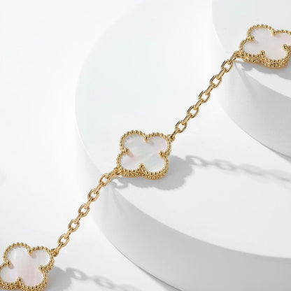 [Topon Jewelry]CLOVER 10 MOTIFS WHITE MOTHER OF PEARL NECKLACE