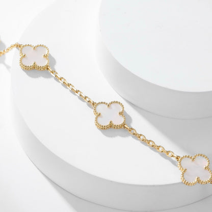 [Topon Jewelry]CLOVER 10 MOTIFS WHITE MOTHER OF PEARL NECKLACE