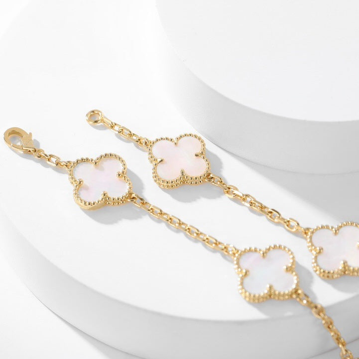 [Topon Jewelry]CLOVER 10 MOTIFS WHITE MOTHER OF PEARL NECKLACE