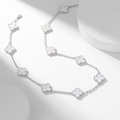 [Topon Jewelry]CLOVER 10 MOTIFS WHITE MOTHER OF PEARL NECKLACE