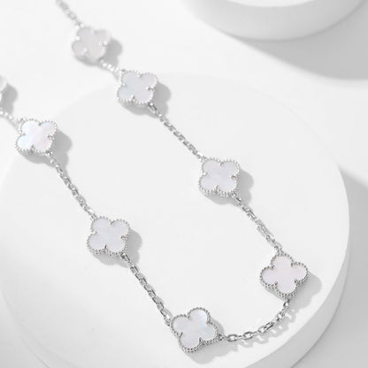 [Topon Jewelry]CLOVER 10 MOTIFS WHITE MOTHER OF PEARL NECKLACE