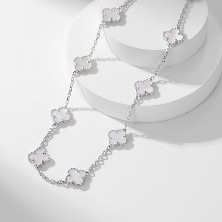 [Topon Jewelry]CLOVER 10 MOTIFS WHITE MOTHER OF PEARL NECKLACE