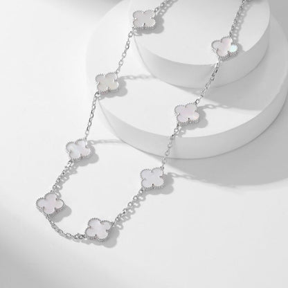 [Topon Jewelry]CLOVER 10 MOTIFS WHITE MOTHER OF PEARL NECKLACE