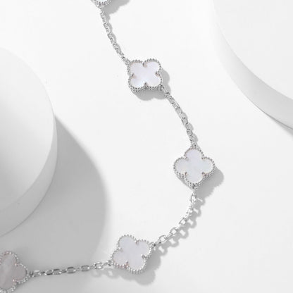 [Topon Jewelry]CLOVER 10 MOTIFS WHITE MOTHER OF PEARL NECKLACE