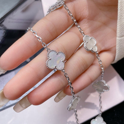 [Topon Jewelry]CLOVER 10 MOTIFS WHITE MOTHER OF PEARL NECKLACE