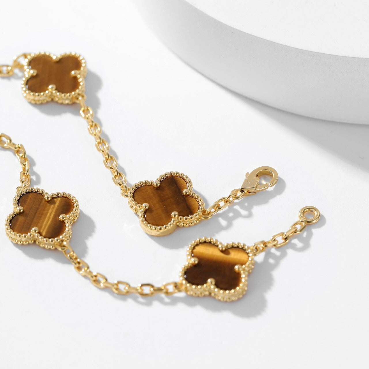 [Topon Jewelry]CLOVER 10 MOTIFS TIGER EYE NECKLACE