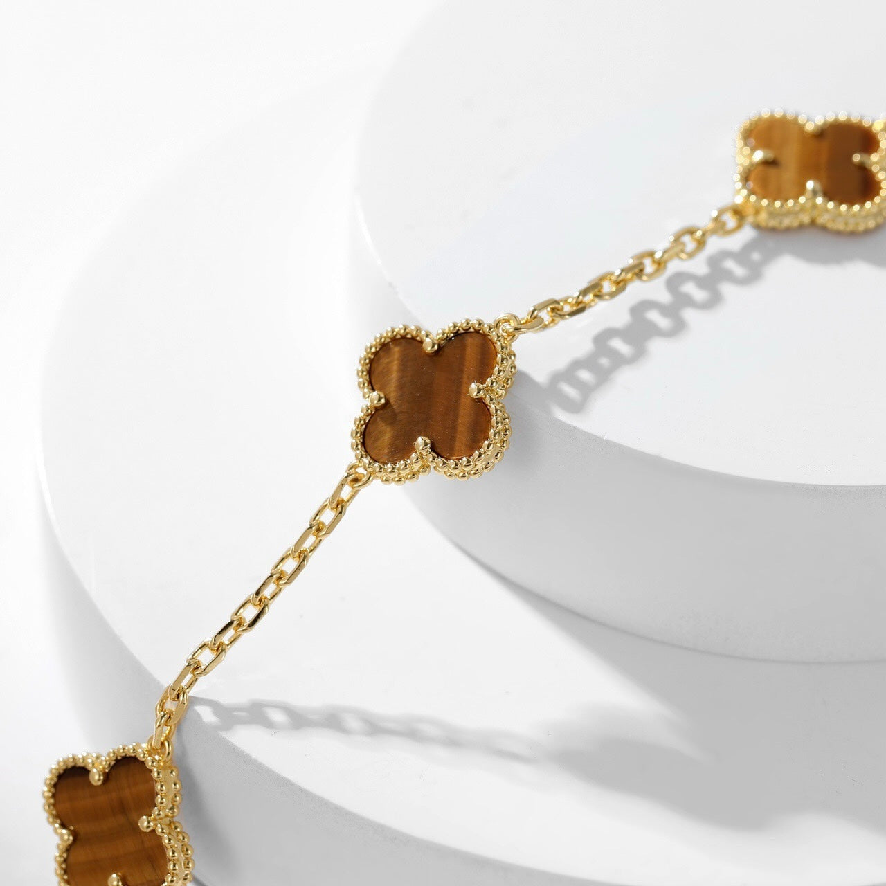 [Topon Jewelry]CLOVER 10 MOTIFS TIGER EYE NECKLACE