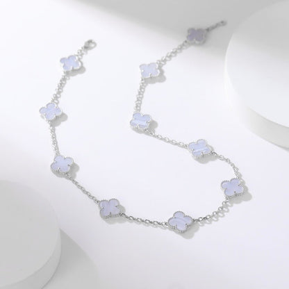 [Topon Jewelry]CLOVER 10 MOTIFS PURPLE CHALCEDONY NECKLACE